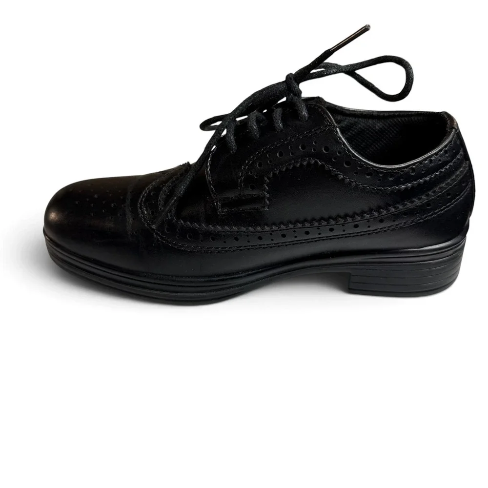 Kids Ace Black Wingtip Oxford Dress Shoes Size 11M Brogue Lace Up Formal